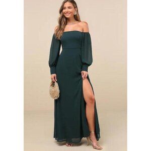 NWT Lulus Long Sleeve Emerald Green Maxi Dress SZ S